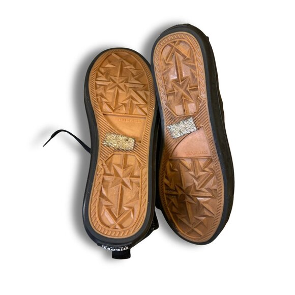 Diesel S-Athos DV Mid Black Leather High-Top Sneakers With Side Zipper Lace-Up C - Picture 7 of 10